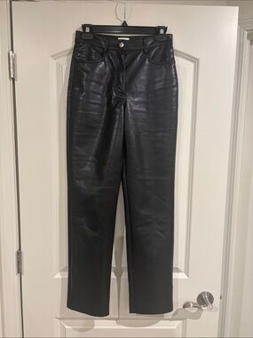 Aritzia Wilfred Black Faux Leather Straight Leg Pants